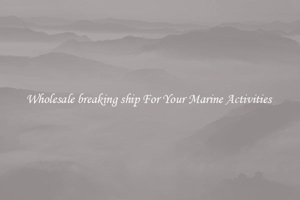 Wholesale breaking ship For Your Marine Activities 